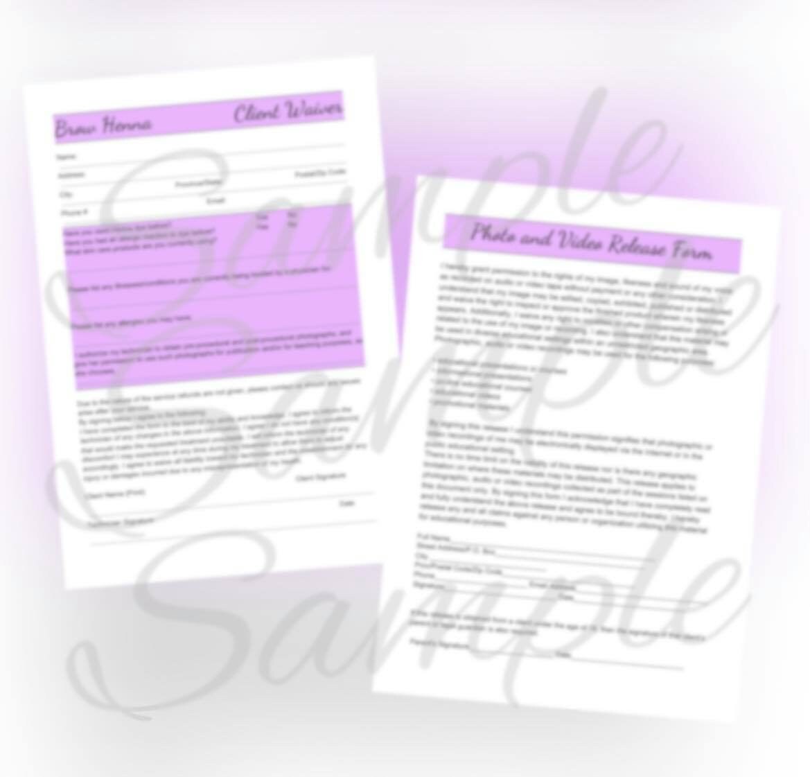 Henna Brow Waiver And Photo Release Form Etsy