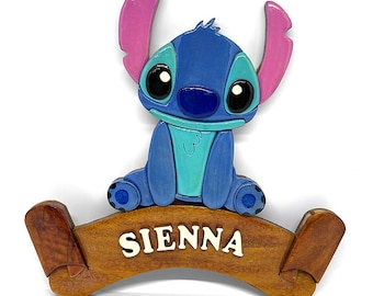 Disney Stitch Personalised Handmade Childrens Wooden Door Plaque | Nursery Decor | Bedroom Door Sign