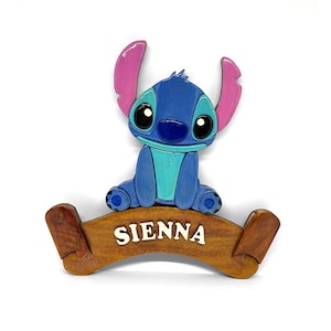 Disney Stitch Personalised Handmade Childrens Wooden Door Plaque | Nursery Decor | Bedroom Door Sign