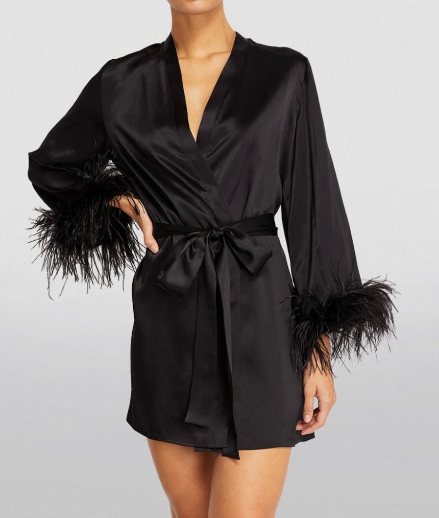 Tall High Neck Satin Feather Trim Dress | boohoo