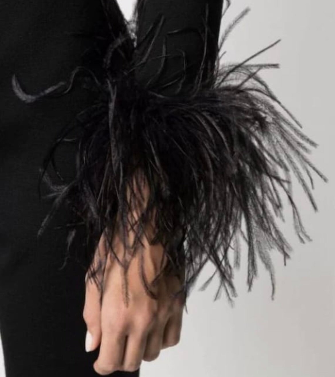 Women's Loose Fit Faux Large Feather Cuffs One Button Black Trim Blazer  Jacket Light Pink