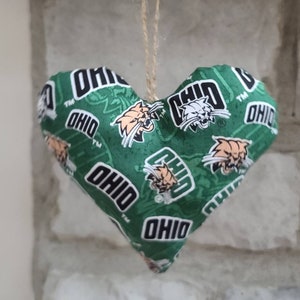 Ohio University heart decor, Ohio University Bobcats gift, Athens, OU gift, OU ornaments, Ohio, Green and White, OU Dorm decor