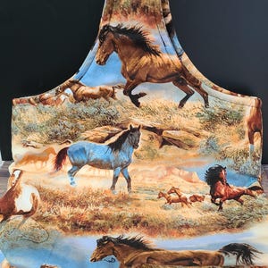 Horses, nature, wildlife theme hand tote, gift tote, or reusable gift bag.  Western decor, wild horses.