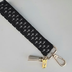 Faith wrist lanyard, cross lanyard, Wrist clip accessory, Fabric Wrist Lanyard, handmade,key clip, purse key clip, religious, inspirational