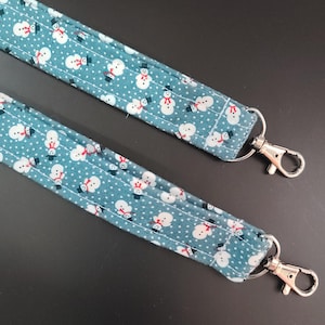 Winter Snowman Lanyard with breakaway clasp, badge lanyard, ID holder, ID lanyard, neck lanyard,  lanyard key holder, fabric badge, holiday