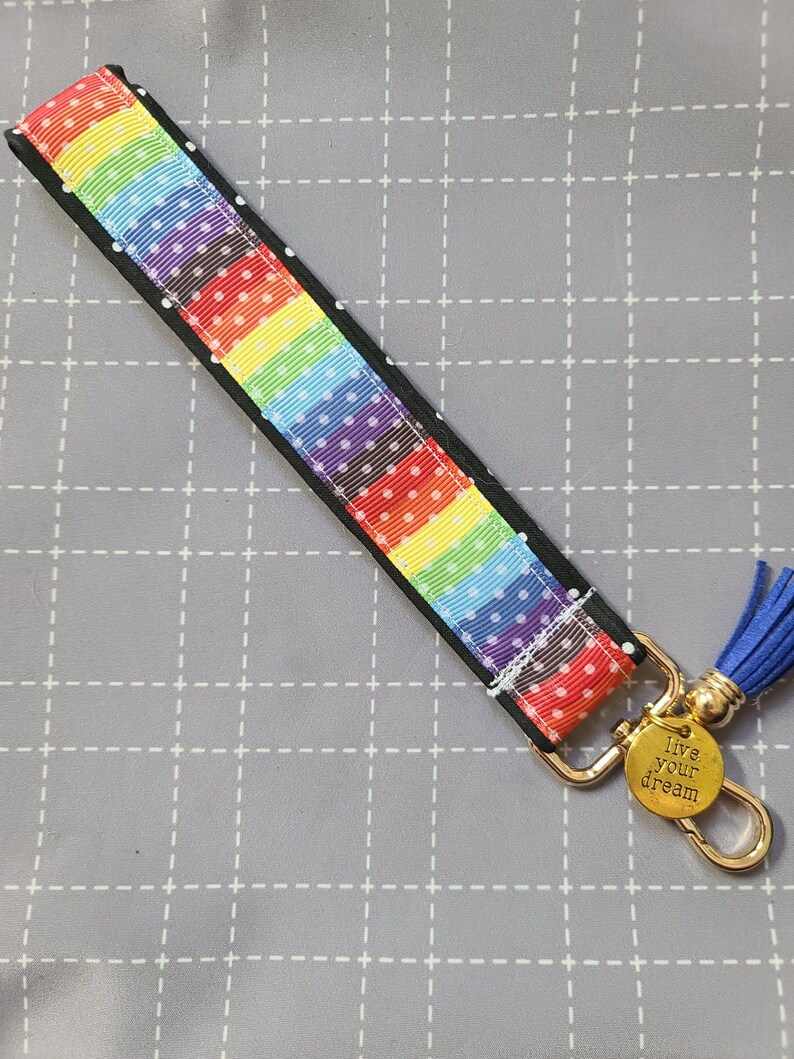 Colorful Primary Colors Wristlet Key Ring, Wrist Clip Accessory, Fabric ...
