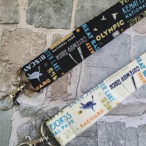 National Parks Lanyard with breakaway clasp, badge lanyard, ID lanyard, neck lanyard, lanyard key holder, fabric badge, NPS, Zion, Glacier
