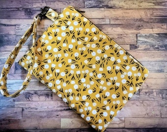 Wristlet purse, wristlet zipper pouch, removable handle, handmade in Ohio USA, fashion purse, fabric wallet, small purse, handbag, gift