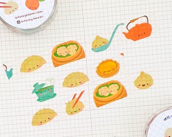 Dim Sum Washi Tape | Dumpling - Kawaii Washi Tape - Cute Stationery - Planner - Bujo - Cute Washi Tape - Food Washi - Chinese Food Washi