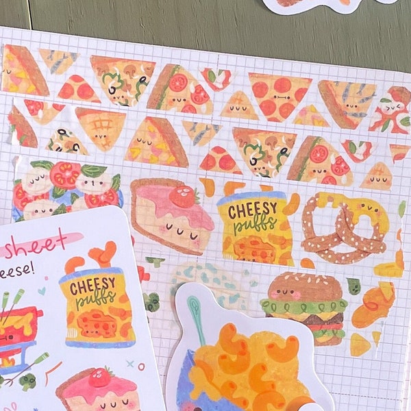 Cheese Washi Tape | Cute Food Washi - Kawaii Washi Tape - Cute Stationery - Cute Planner - Bujo - Cute Washi Tape - Kawaii Food Washi Tape