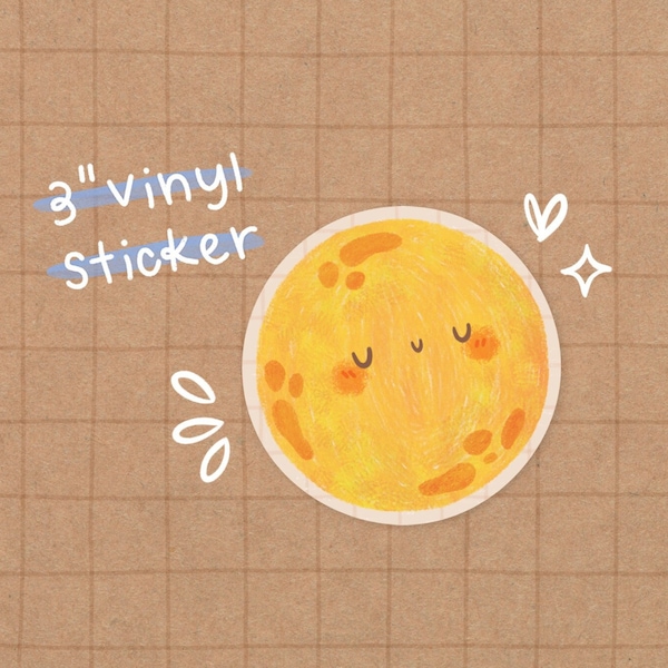 Moon Vinyl Sticker | Kawaii Stickers - Cute Stickers - Cute Stationery - Vinyl Stickers - Waterproof Stickers - Fall Sticker - Cute Autumn