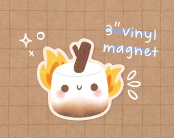 Marshmallow Magnet | Kawaii Magnet - Cute Food Magnet - Fall Magnet - Autumn Magnet - Kawaii Food Magnet - Kawaii Sticker - Cute Sticker