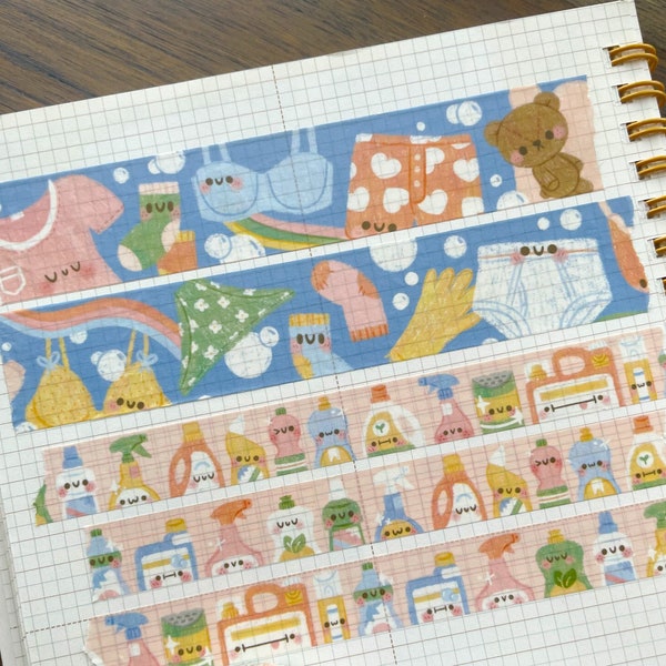 Cleaning Washi Tape | Cute Chore Washi - Kawaii Washi Tape - Cute Stationery - Cute Planner - Bujo - Cute Washi Tape - Cleaning  Washi Tape