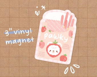 Pocky Bear Vinyl Magnet | Kawaii Magnet - Bear Magnet - Cute Stationery - Cute Vinyl Magnet  - Kawaii Animal Magnet - Kawaii Food Sticker