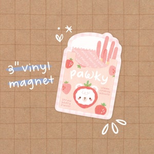 Pocky Bear Vinyl Magnet | Kawaii Magnet - Bear Magnet - Cute Stationery - Cute Vinyl Magnet  - Kawaii Animal Magnet - Kawaii Food Sticker