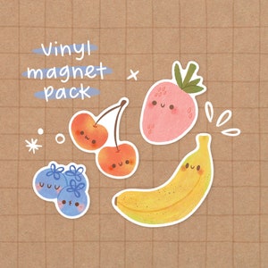 Fruit Magnet Pack | Kawaii Magnet - Cute Fruit Magnet - Cute Banana Magnet - Cute Strawberry Magnet - Cute Food Magnet - Kawaii Food Magnet