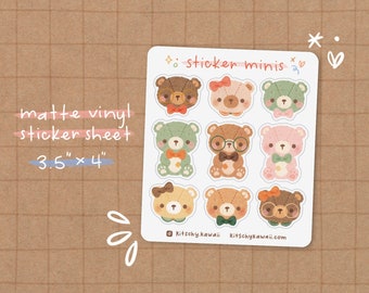 Teddy Bear Sheet | Kawaii Stickers - Cute Stationery - Planner Stickers - Cute Animal Stickers - Kawaii Bear Stickers - Happy Mail Stickers