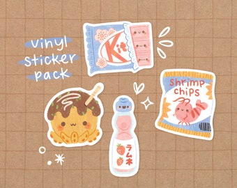 Asian Snacks 1 Vinyl Sticker Pack | Kawaii Stickers - Cute Stickers - Cute Stationery - Vinyl Stickers - Waterproof Stickers - Kawaii Food