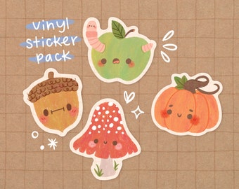 Autumn Pals Vinyl Sticker Pack | Kawaii Stickers - Cute Stickers - Cute Stationery - Vinyl Stickers - Waterproof Stickers - Fall - Pumpkin