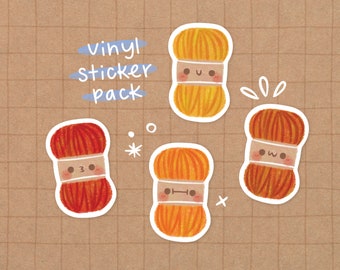 LIMITED EDITION Autumn Yarn Vinyl Sticker Pack | Kawaii Stickers - Cute Stickers - Cute Stationery - Vinyl Stickers - Waterproof Stickers