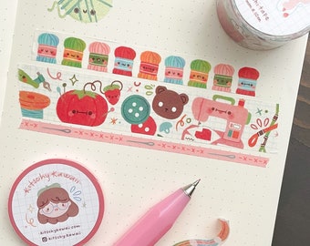 Crafting Washi Tape | Crafting Washi Tape - Kawaii Washi Tape - Cute Stationery - Planner -Bujo - Cute Washi Tape - Yarn Washi - Cute Washi