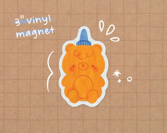Honey Bear Vinyl Magnet | Kawaii Magnet - Bear Magnet - Cute Stationery - Cute Vinyl Magnet - Waterproof Sticker - Animal Magnet - Food