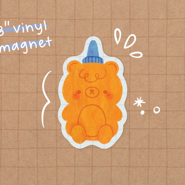 Honey Bear Vinyl Magnet | Kawaii Magnet - Bear Magnet - Cute Stationery - Cute Vinyl Magnet - Waterproof Sticker - Animal Magnet - Food