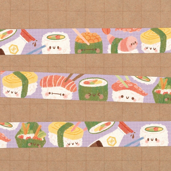 Sushi Washi Tape | Cute Food Washi - Asian Food Washi Tape - Cute Stationery - Cute Planner - Cute Washi Tape - Japanese Food Washi Tape