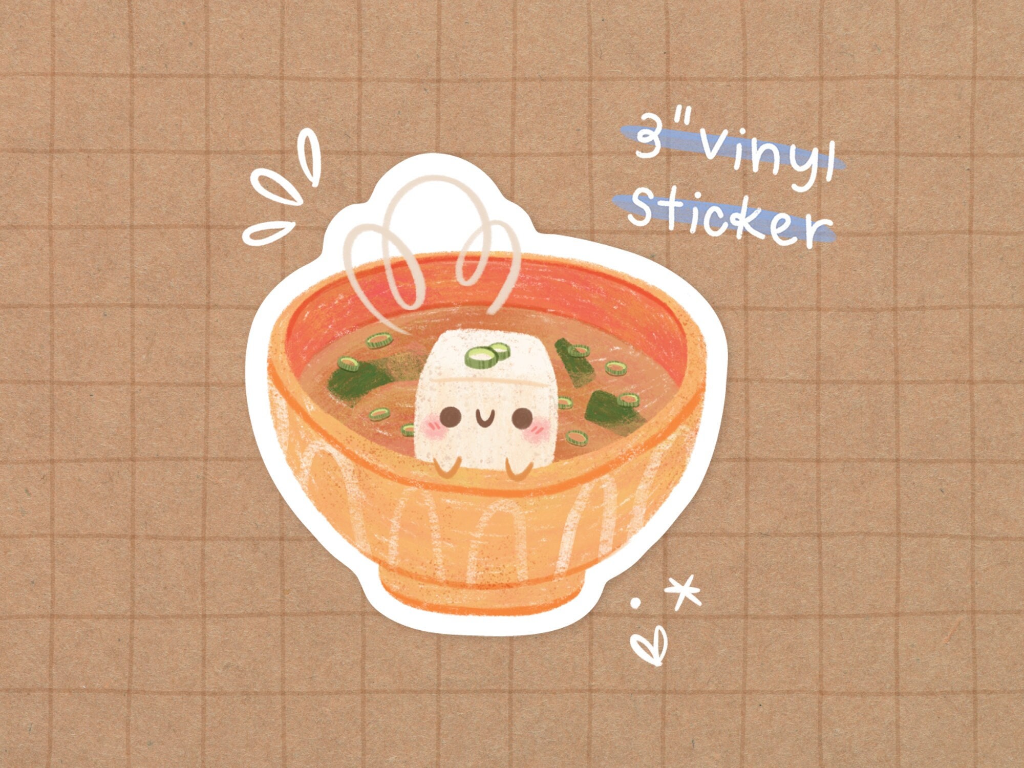 Miso Soup Vinyl Sticker Kawaii Sticker Cute Fruit Sticker Etsy