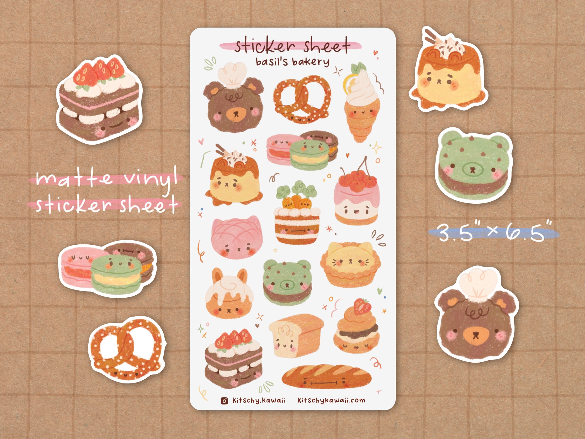 Bakery Sticker Sheet Cute Stickers Kawaii Stickers Cute Stationery Planner  Stickers Cake Stickers Bear Sticker Food Stickers 