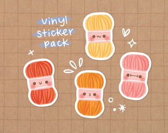 Rainbow Yarn Vinyl Sticker Pack | Kawaii Stickers - Cute Stickers - Cute Stationery - Vinyl Stickers - Waterproof Stickers - Kawaii Crafts