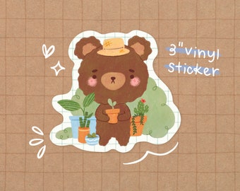 Bear Garden Vinyl Sticker | Kawaii Sticker - Cute Bear Sticker - Cute Stationery - Cute Vinyl Sticker - Waterproof Sticker - Animal Sticker