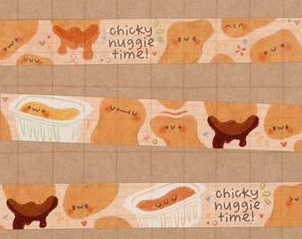 Chicky Nuggie Washi Tape | Food Washi Tape - Kawaii Washi Tape - Cute Stationery - Planner - Bujo - Cute Food Washi Tape - Chicken Nugget