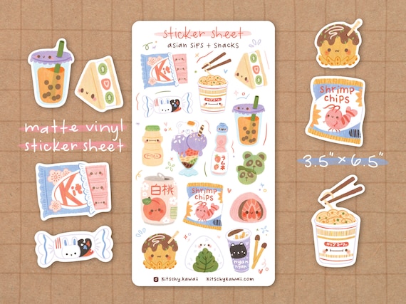 Asian Snacks Sticker Sheet Food Stickers Kawaii Stickers Cute