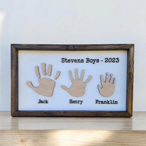 Custom Wooden Handprint Sign – Personalized Family Keepsake | Kids Handprints | Grandparent Gift | Mothers Day Gift | Parent | Nursery Decor