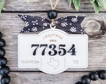 Zip Code Home Ornament, Personalized Home Ornament, Custom Zip Code Ornament, Housewarming Gift, Farmhouse Hometown Christmas Ornament