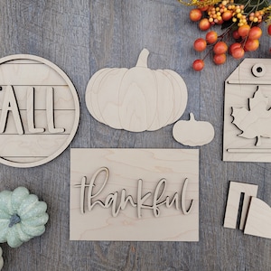 Fall Tier Tray DIY Set, Fall Tier Tray Bundle, Tier Tray Mini Signs, Fall DIY Decor, Pumpkin Wood Sign, Fall shiplap sign, Thankful sign