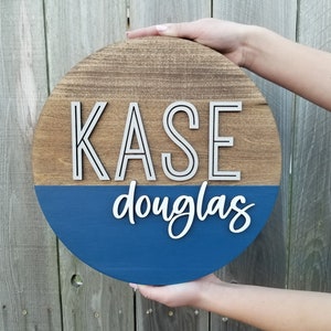 Nursery round name sign, 3D Wood Name sign, Nursery Wall Decor, Boy Bedroom Decor, Baby Shower Gift, Above Crib Sign, Personalized Name Sign
