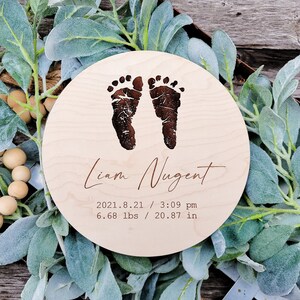 Newborn Footprint Sign, Newborn Birth Stat, Baby Keepsake, Engraved Footprint, Baby Announcement, Custom Footprint, Infant Loss Memorial