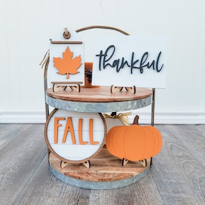 Fall Tier Tray Set, Fall Tier Tray Bundle,  Pumpkin Sign, Fall Shiplap Sign, Thanksgiving Thankful sign, Fall entry way, Fall mantle decor