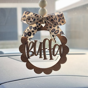 Car Mirror charm, custom name car mirror monogram, car Name charm, Beaded Mirror charm, Leopard mirror charm, Rear view hanger, car decor