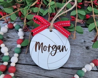 Volleyball Christmas Ornament, Personalized Volleyball Ornament, Volleyball Coach Gift, Volleyball Team Gift. Volleyball Stocking tag