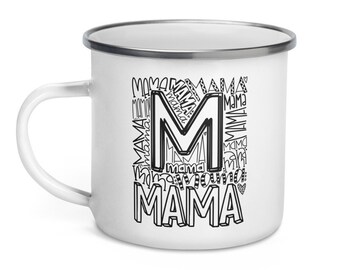 Mama hand lettered mug, Mother's day gift, mom campfire mug, cute mom enamel mug, mom coffee cup, mom tea mug, new mom gift, kid gift to mom