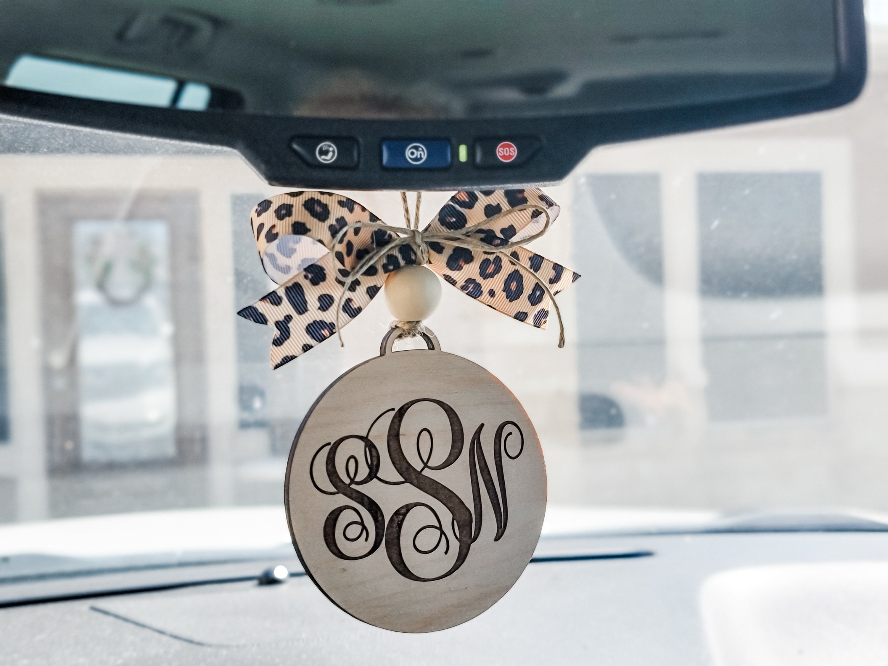 Car Mirror Charm Car Mirror Monogram Monogram for Car Etsy