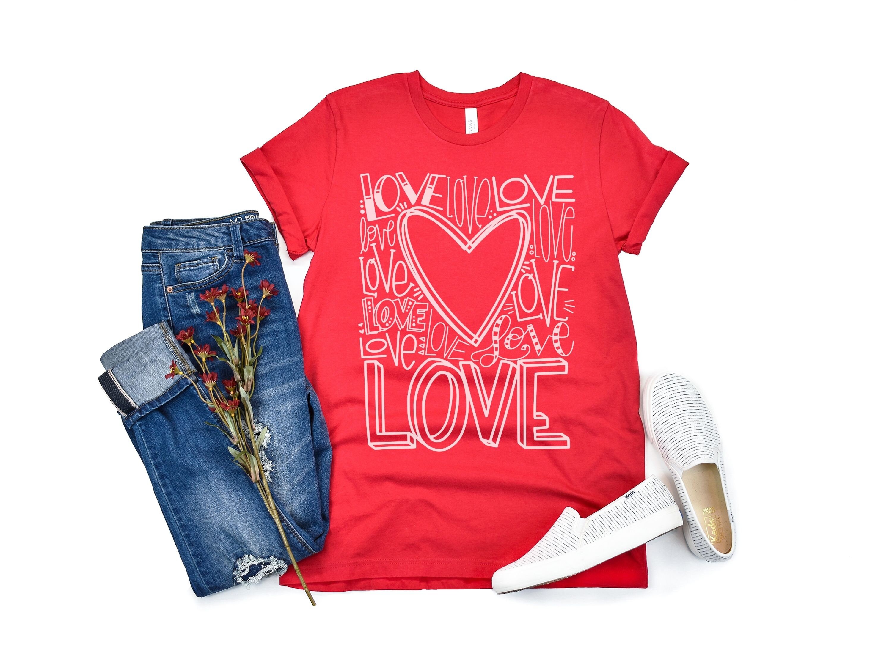 Love Valentine Shirt Valentines Day T-shirt Hand Lettered - Etsy UK