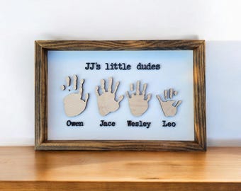 Custom Wooden Handprint Sign – Personalized Family Keepsake | Kids Handprints | Grandparent Gift | Fathers Day Gift | Parent | Nursery Decor