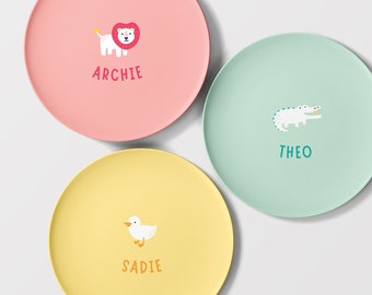 Kids plates // with personalised name – animals, transport, objects