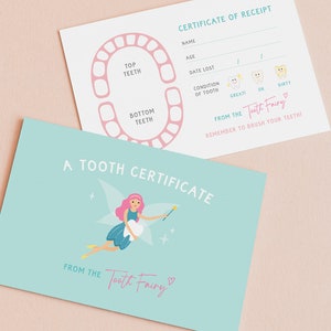 Certificats de fée des dents