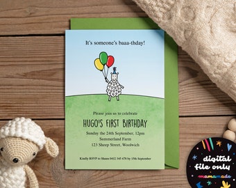 Invitation // Sheep / lamb / barnyard (digital file only – personalised for you)