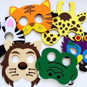 Kids felt animal masks // Safari Jungle Wild Zoo Exotic